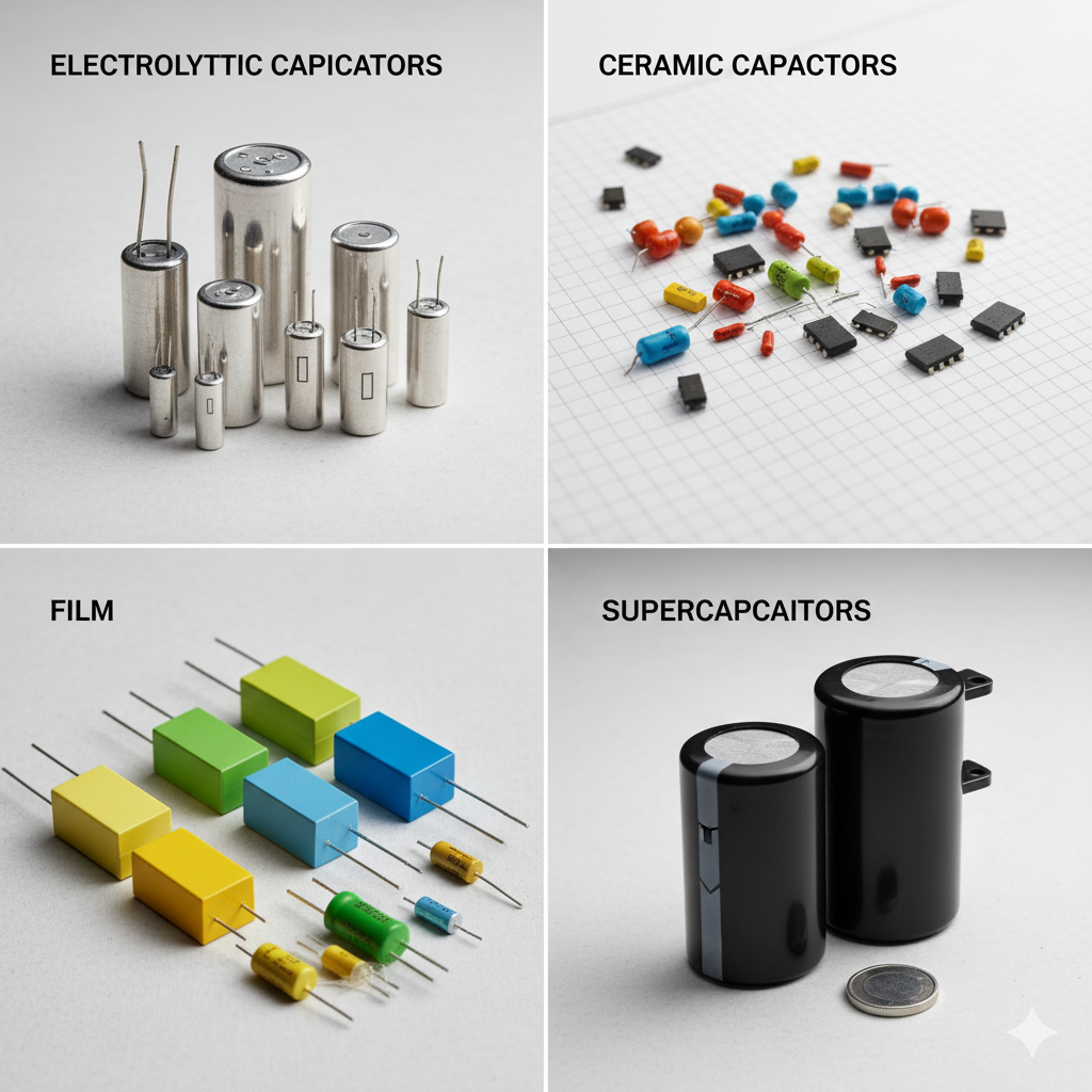 image of different capacitor types,